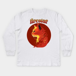 Firestar Warriors Headshot Sticker for Cat Lovers & Warrior Cats Fans - Feline, Kittens, and Cute Pets Art Featuring Adventure Fiction and Mythical Creatures Kids Long Sleeve T-Shirt